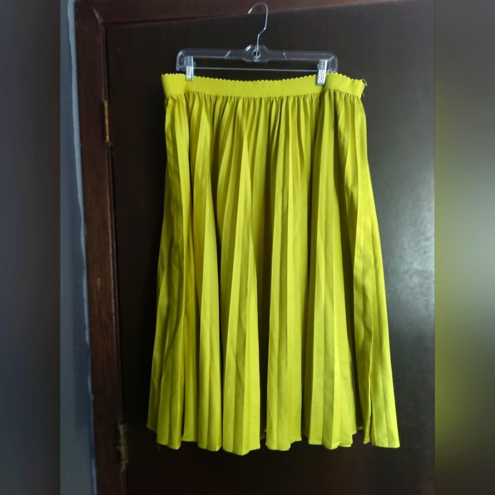 Pleated Chartreuce Skirt